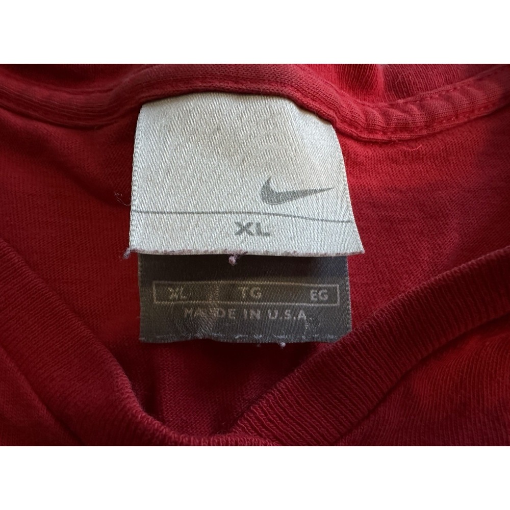 Vtg 90s Nike Womens V-Neck T-Shirt Center Swoosh Red Made In USA Tee Size XL‎ - Picture 2 of 11